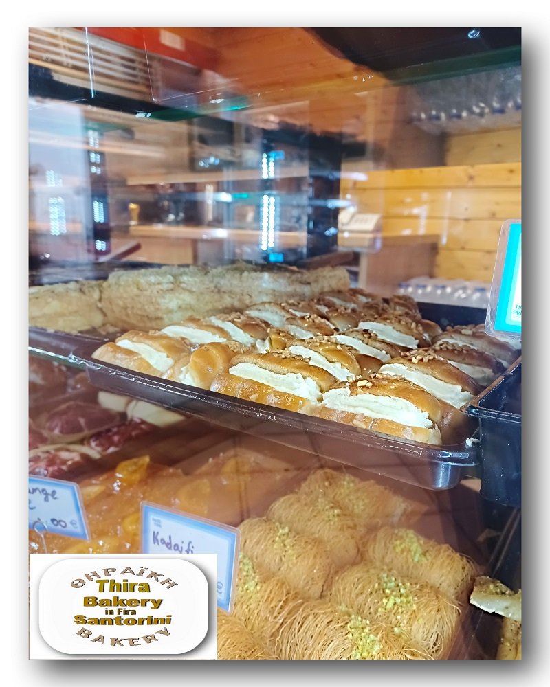 About Thiraiki Bakery in Fira town Santorini