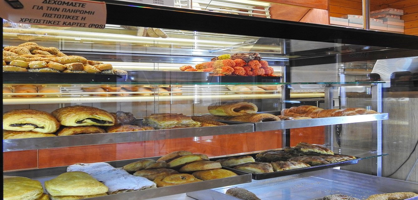 Thiraiki Bakery Fira town Santorini - Pastry Breakfast